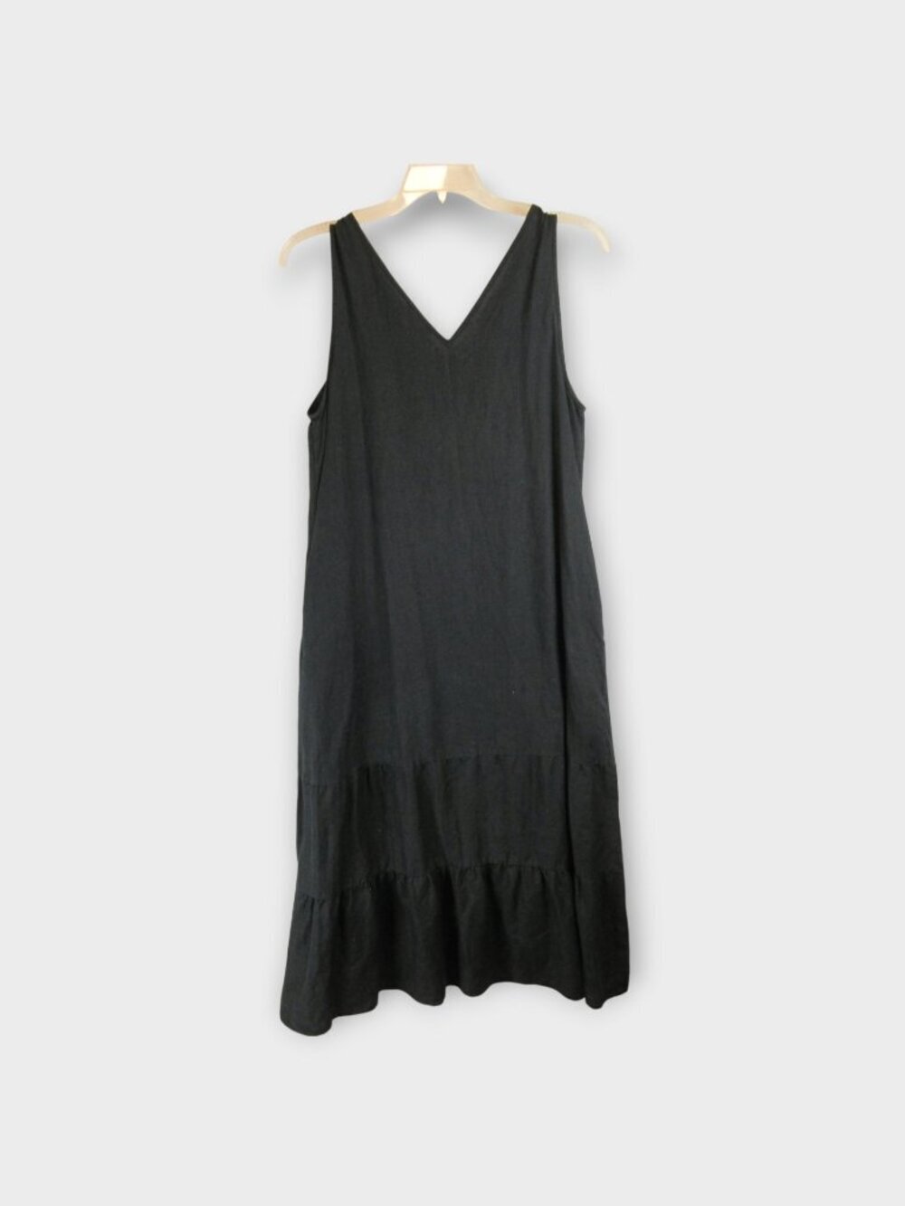 Saks Fifth Avenue Linen Midi Dress Size L Black